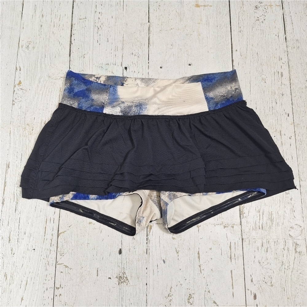Lululemon Breath of Fire Skirt Tennis Skort Shorts Size 6 in Black Milky Way‌‌